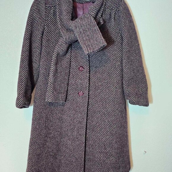 Bromleigh Purple or Burgundy Vintage Wool Tweed Coat Approximate Size Medium - Picture 10 of 10